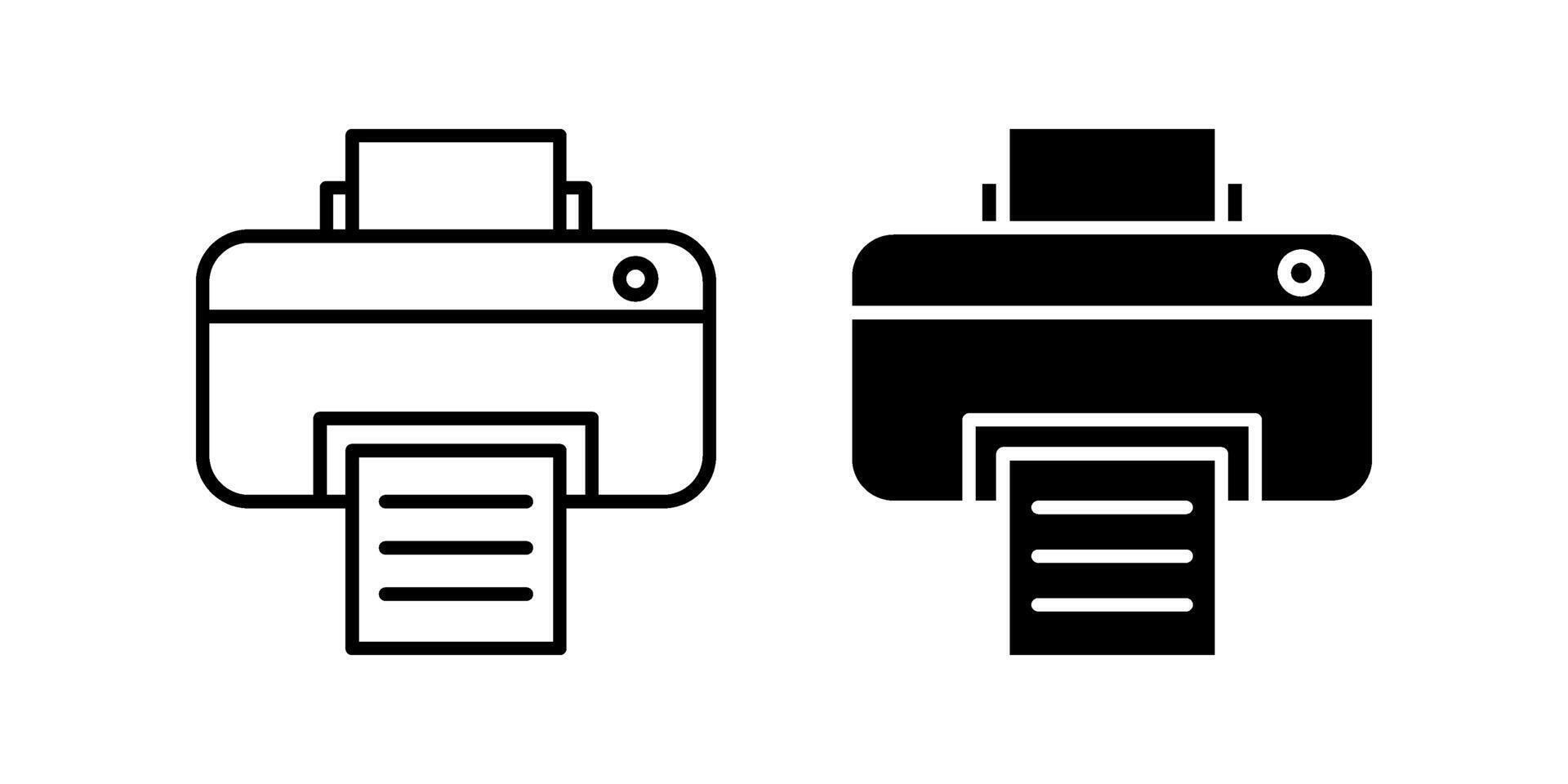Printer2 Icon set. Symbol isolated white background. illustration. color editable. vector