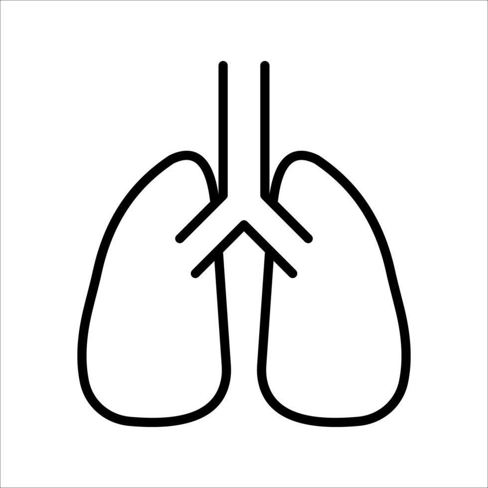 Lungs2 icon. Simple outline style. Human internal organ, lung, respiratory system, pulmonology concept. Thin line symbol. illustration isolated on white background. vector
