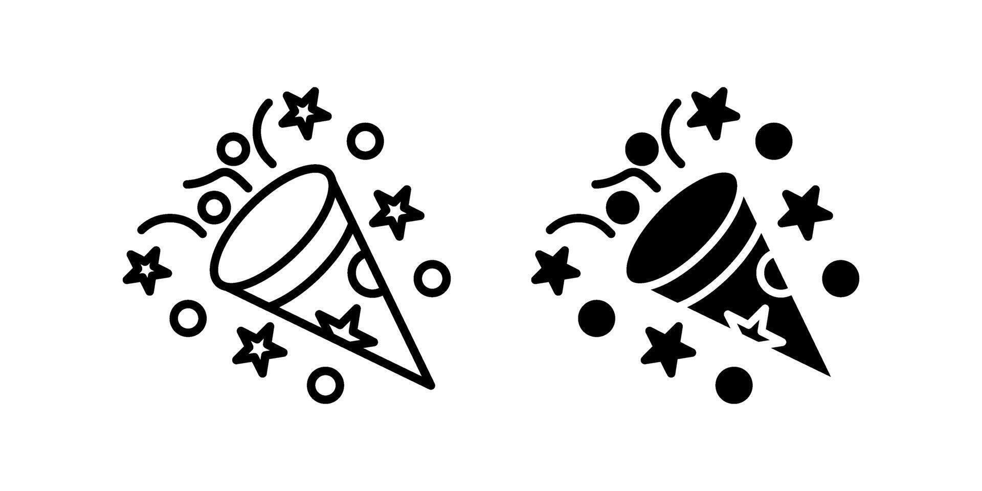 Confetti Icon set. Symbol isolated white background. illustration. color editable. vector