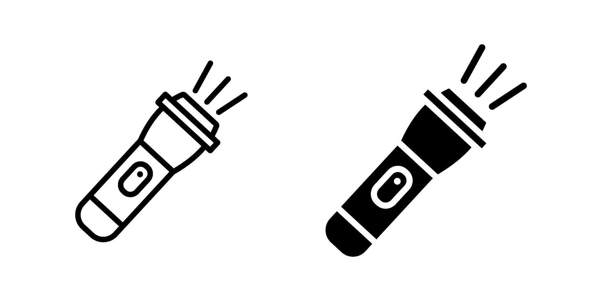 Flashlight Icon set. Symbol isolated white background. illustration. color editable. vector