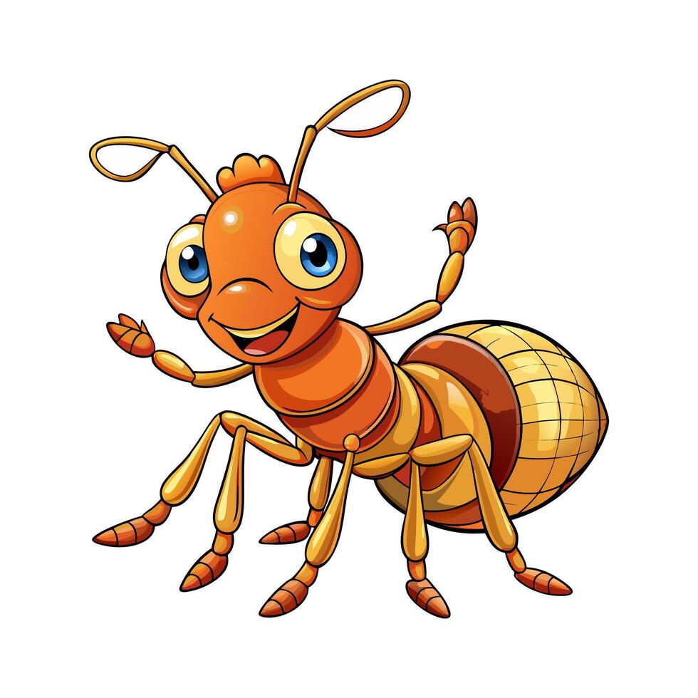 A cartoon ant with big eyes and big hands vector