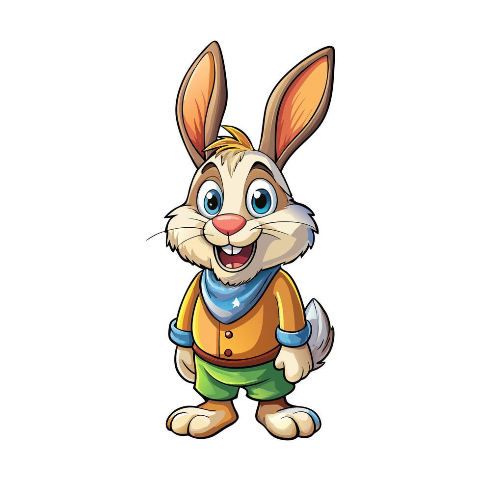 Cartoon rabbit with a bandanna and a bow tie vector