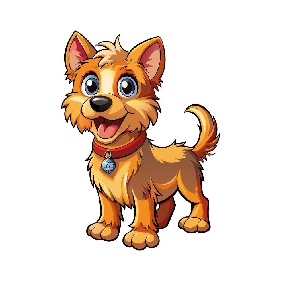 A cartoon dog with a collar and a blue collar vector