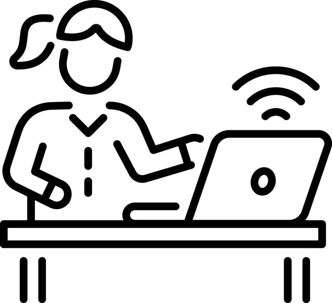 A characters doing digital streaming, line style icon vector