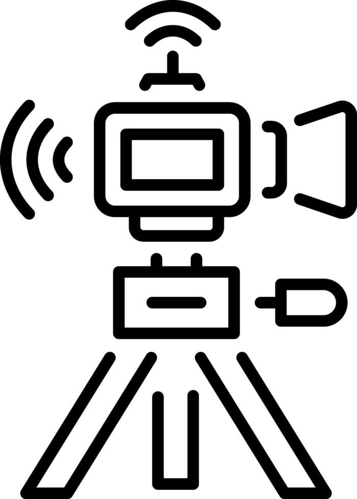 A linear style icon of tripod camera vector