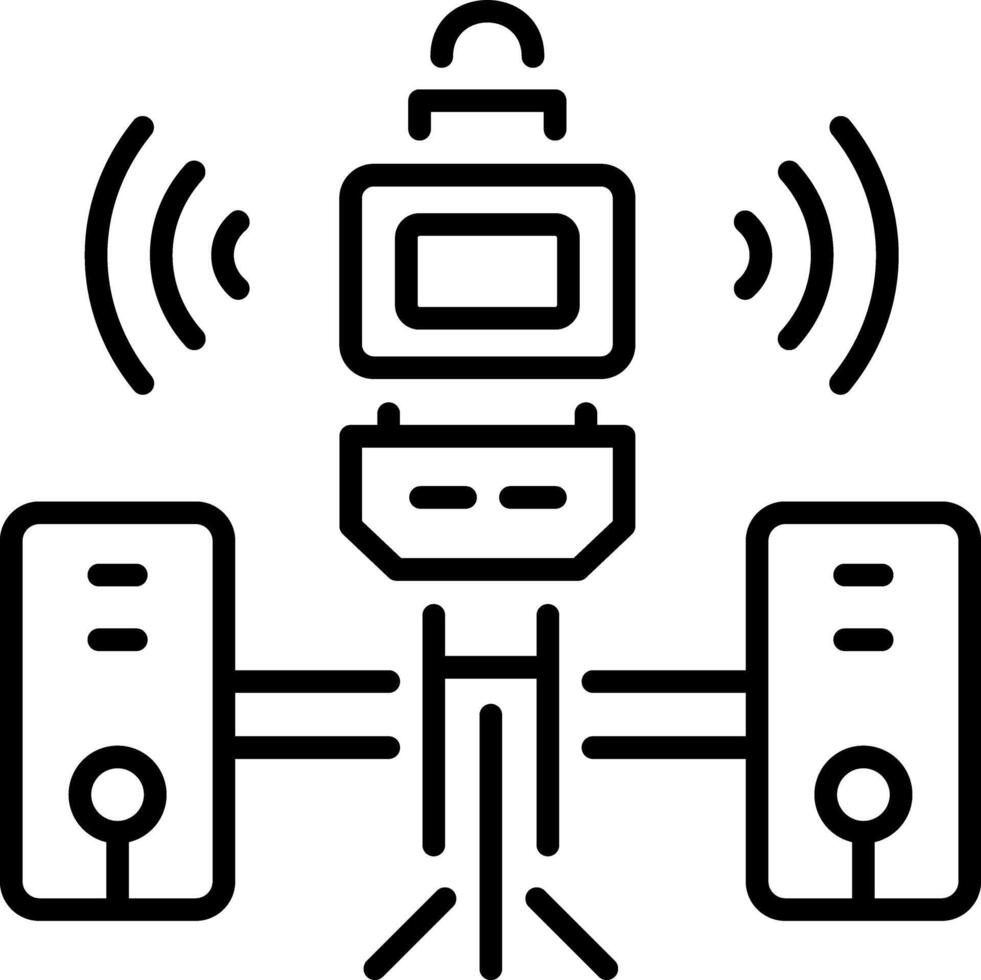 A linear style icon of a network server vector