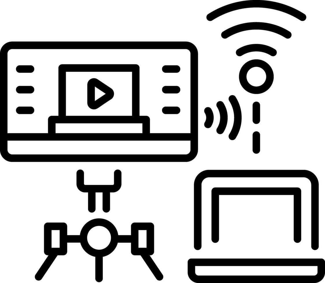 Online streaming system icon in linear style vector
