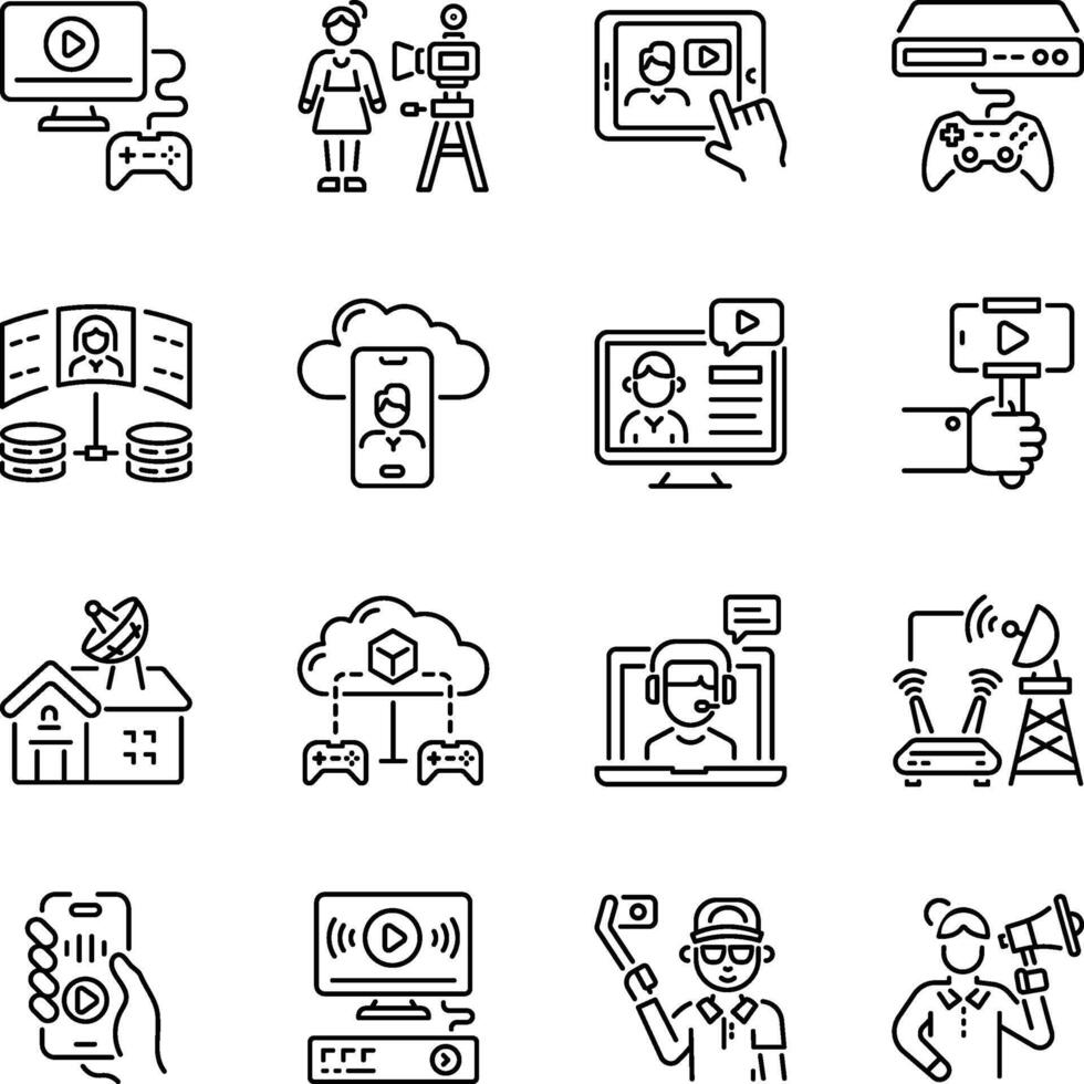 Collection of Linear Style Entertainment Icons vector