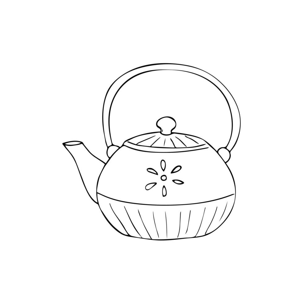 Hand-Drawn Tea Kettle. Hand-drawn illustration of a tea kettle. Isolated illustration on a white background. vector