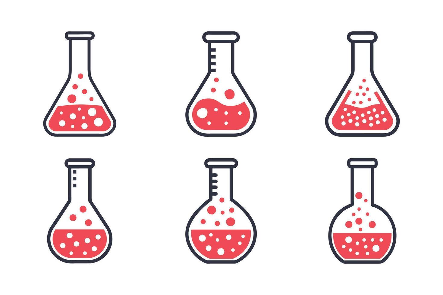Laboratory Flask elegant single color silhouette design set vector