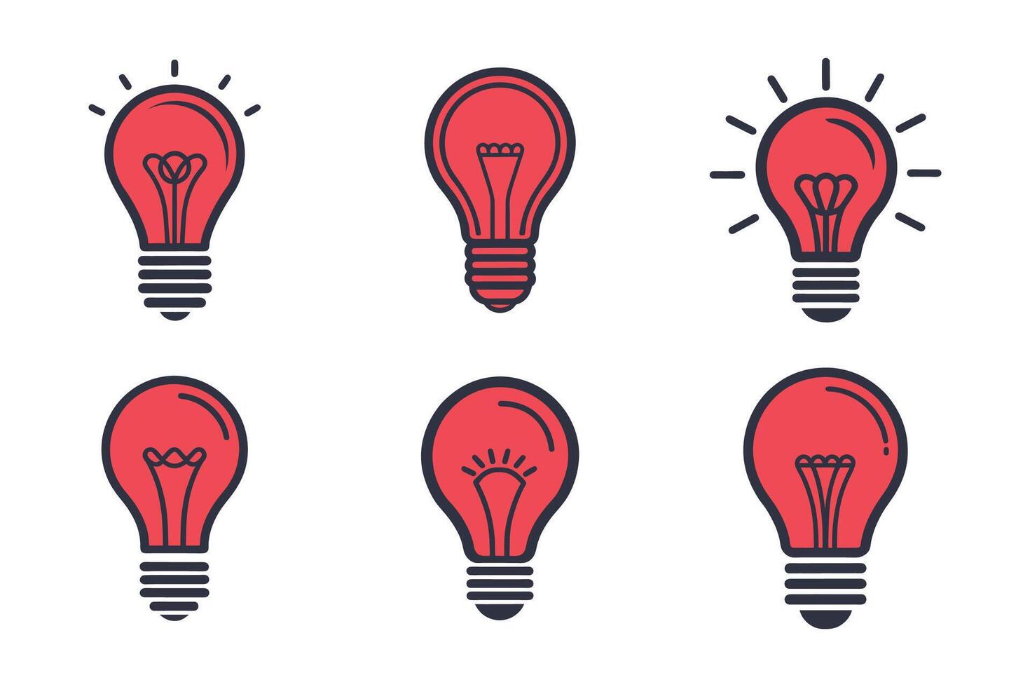 Minimalist lamp bulb light silhouette icon set vector