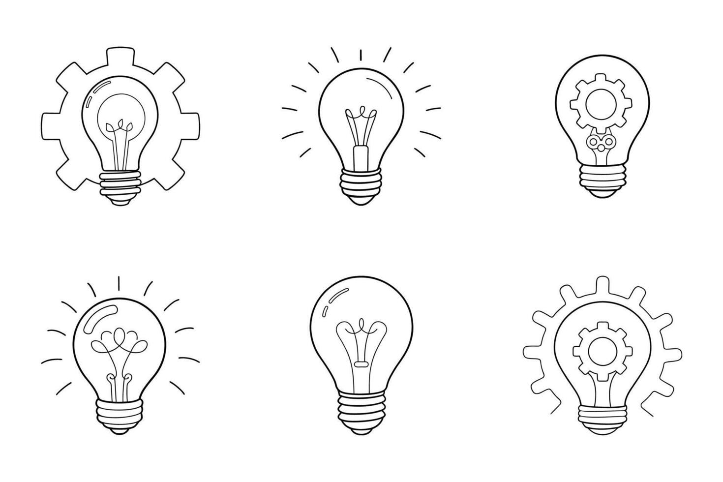 Idea simple black silhouette icon set vector