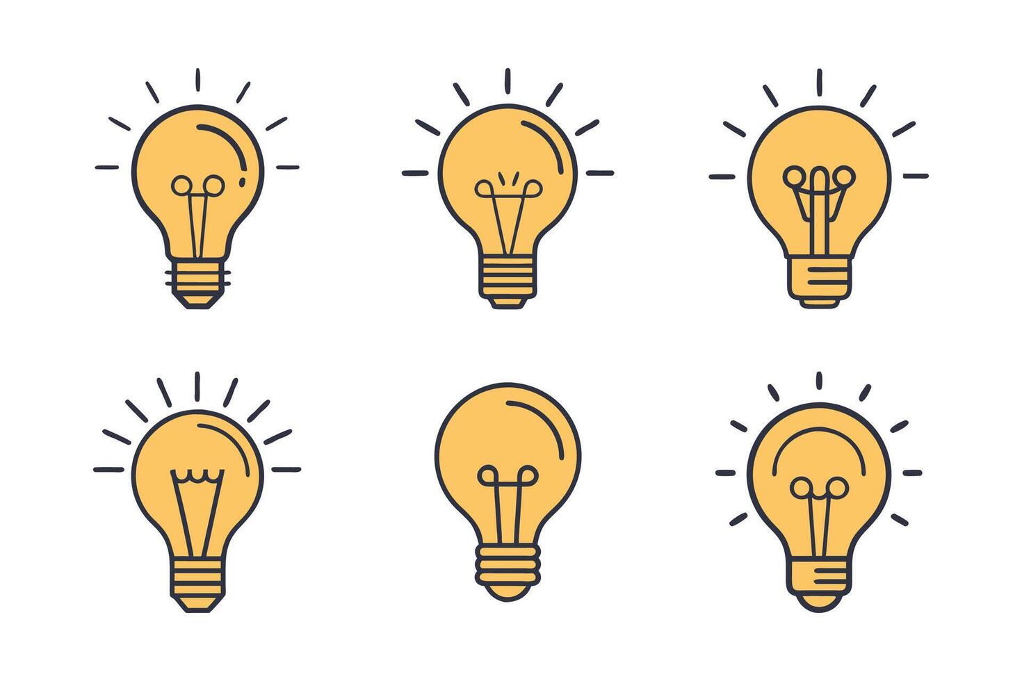 Isolated outline bulb light silhouette icon set vector