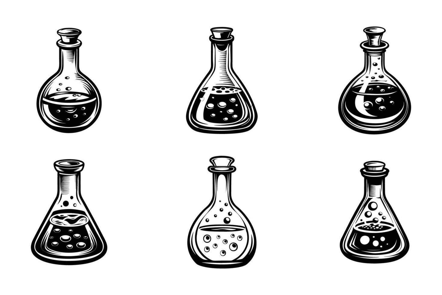 Laboratory Flask high contrast silhouette design collection vector