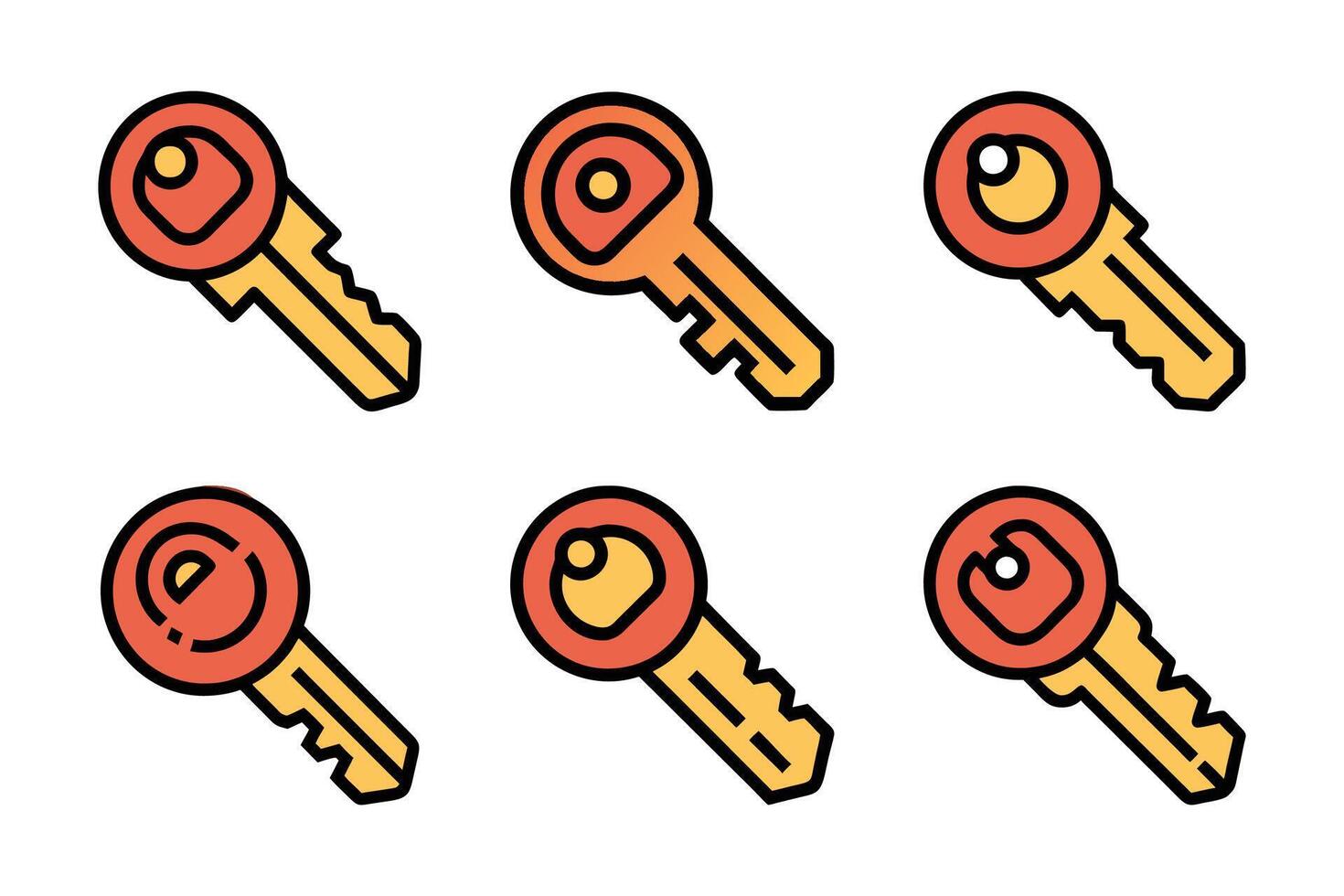 Key bold and minimal contour drawing set vector