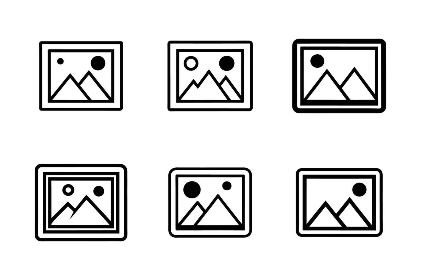 Image outline and silhouette icon pack vector