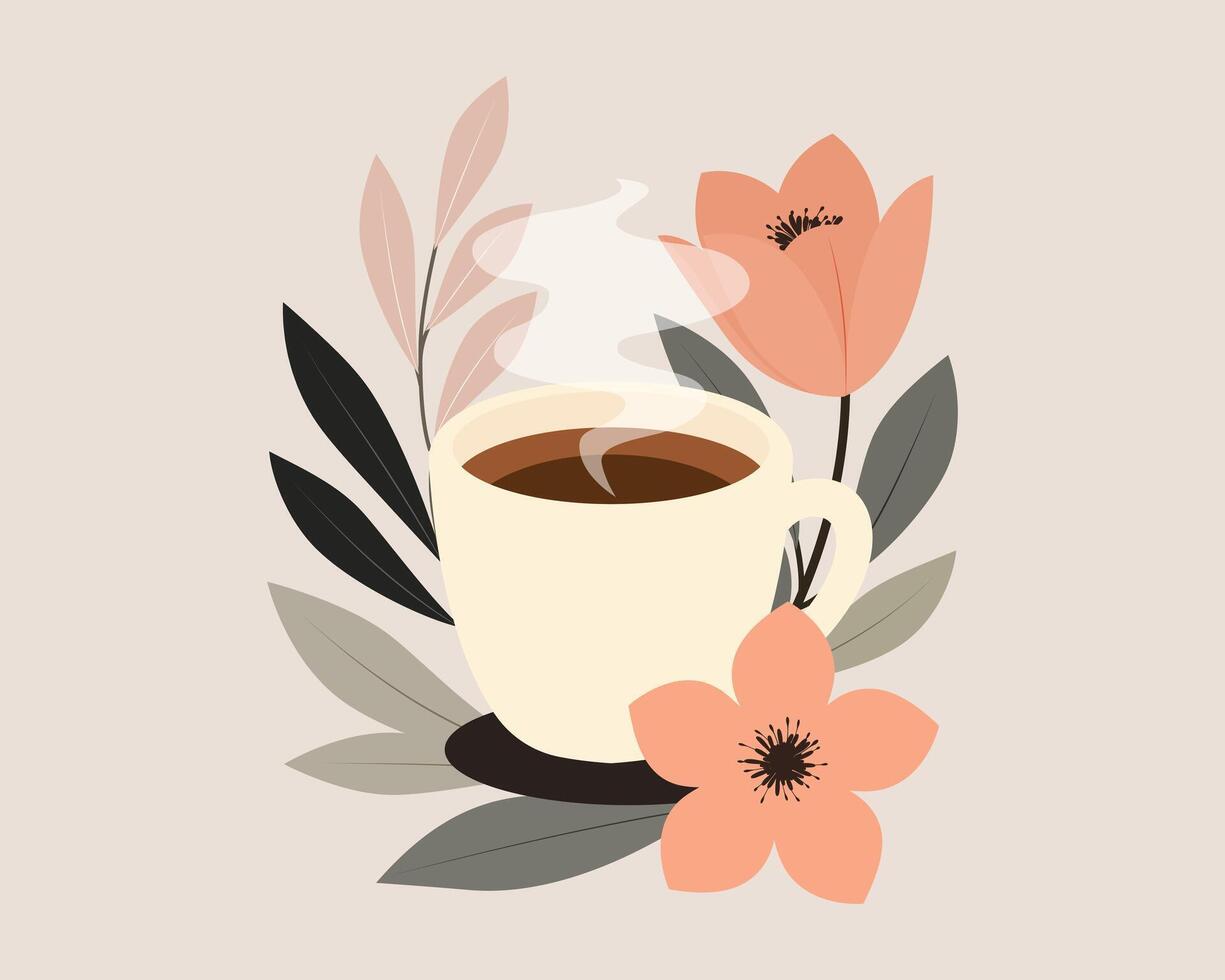 Cup of Fresh Coffee.Illustration. Flat Style. vector