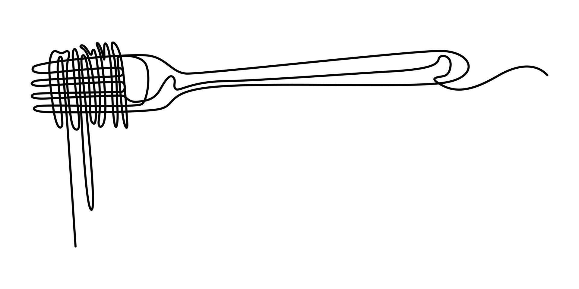 Continuous one line drawing full of spaghetti vector