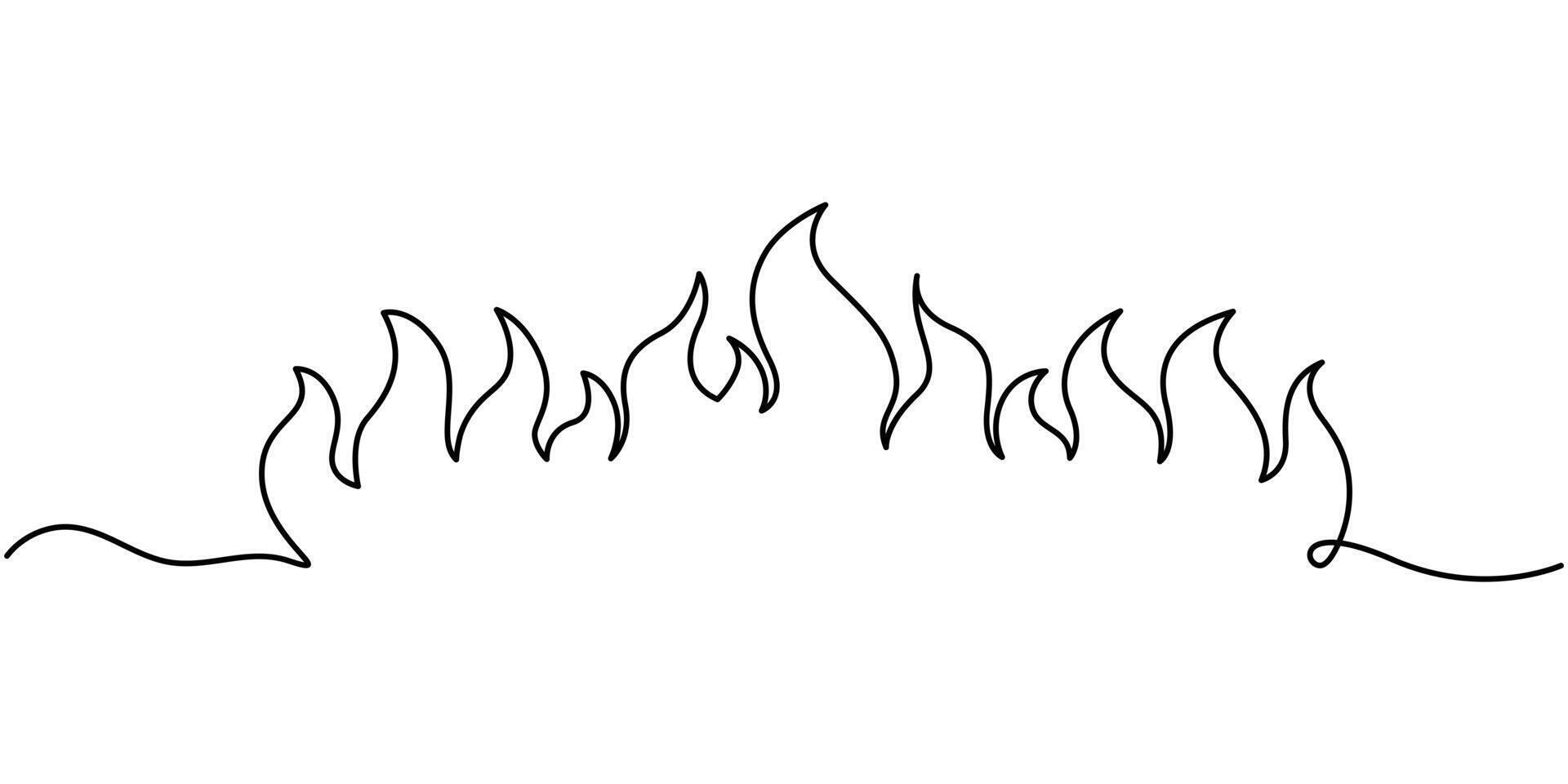 Continuous One Line Drawing of Campfire Icon Hand Drawn Symbol Illustration vector