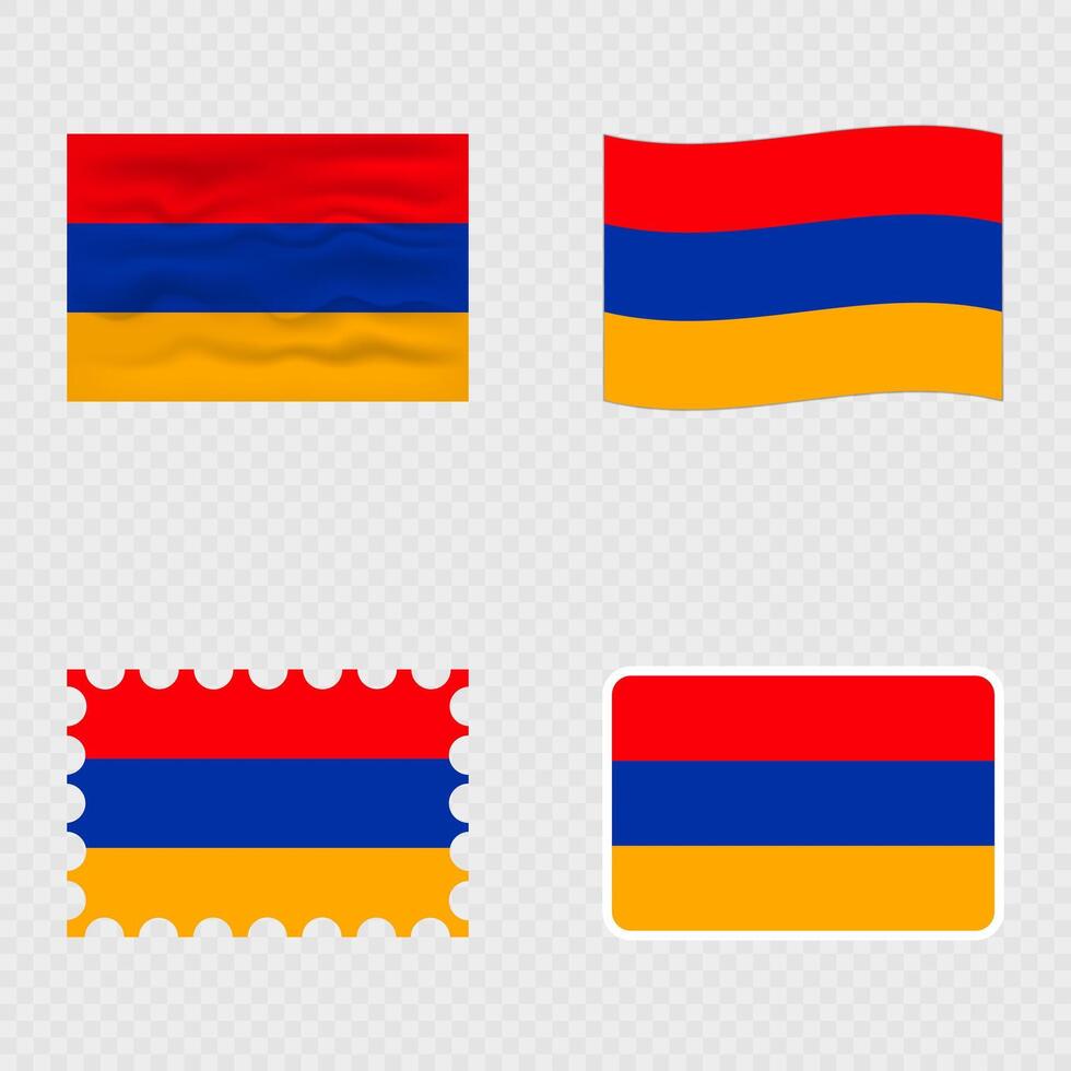 Armenia national flag in four different styles. vector