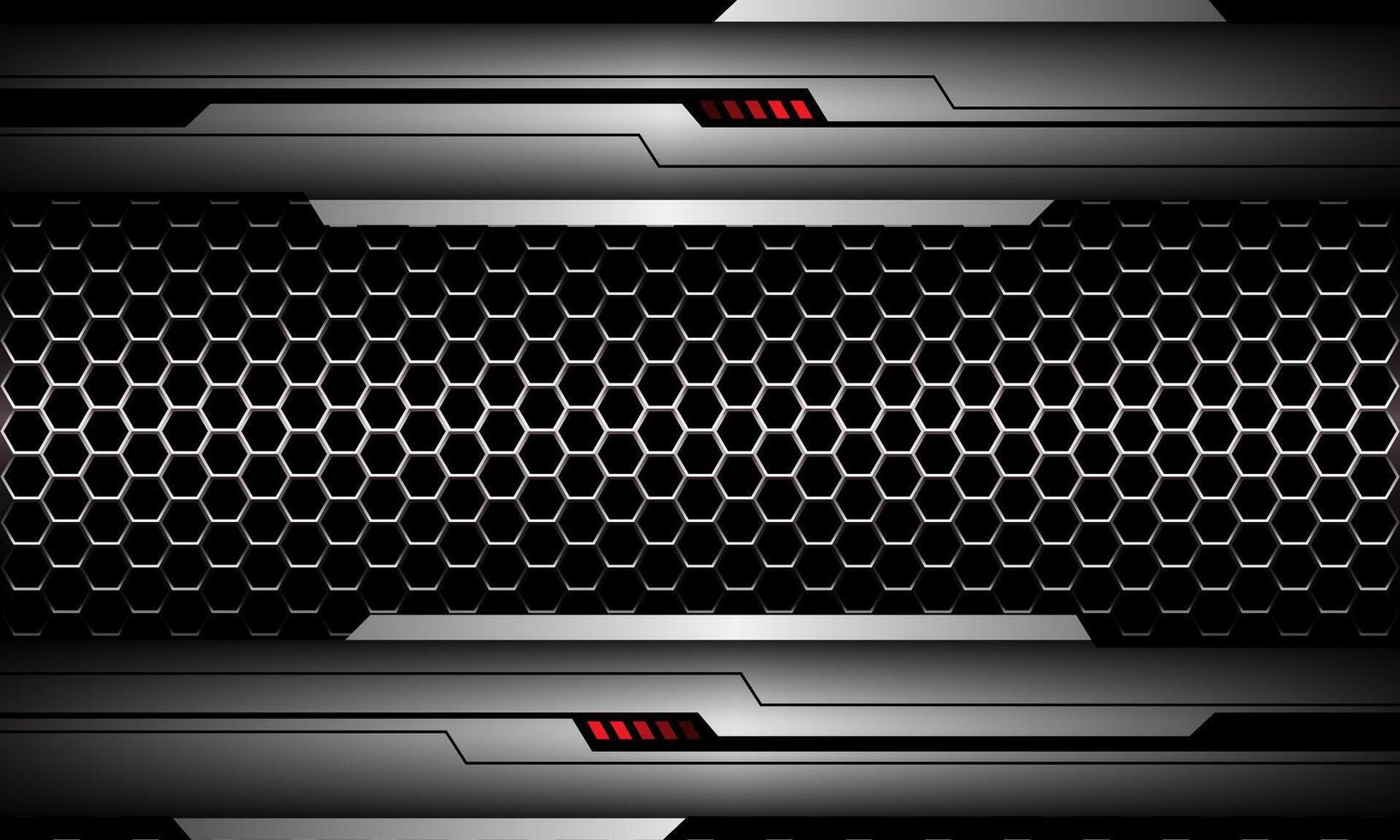 Abstract silver black cyber futuristic technology on hexagon mesh design modern background vector