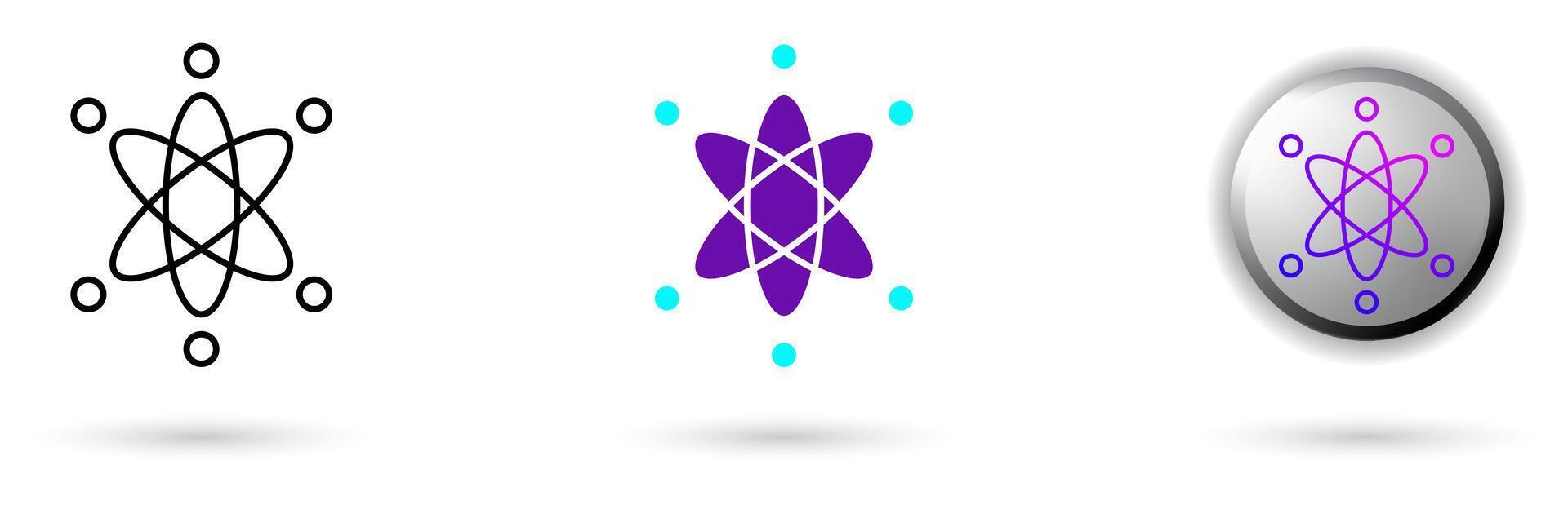 icon of Quantum Decoherence and technological innovation. Various styles such as outline, solid, and glossy effects, ideal for AI startups, science research, and quantum computing development. vector