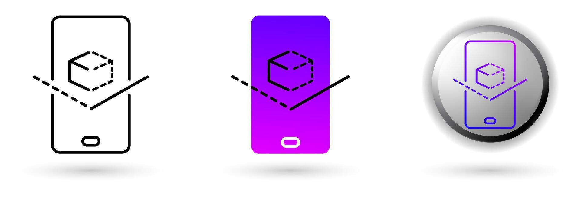 Modern Metaverse Augmented Reality icons represent the virtual world and future digital technology, various outline, solid and glossy effect styles, ideal for NFT, games, presentations etc. vector