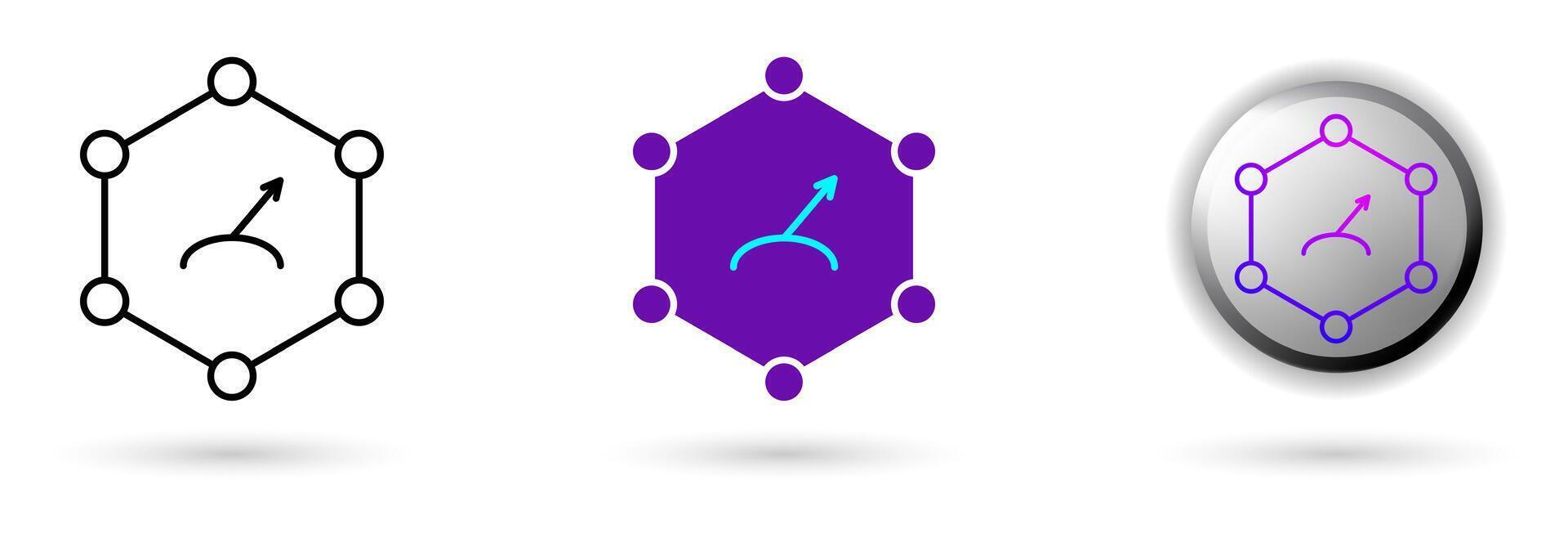icon of Quantum Measurement and technological innovation. Various styles such as outline, solid, and glossy effects, ideal for AI startups, science research, and quantum computing development. vector