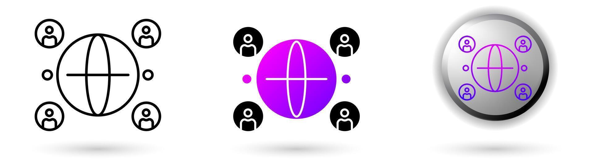 Metaverse Social Network modern icons represent the virtual world and future digital technology, various outline, solid and glossy effect styles, ideal for NFT, games, presentations etc. vector