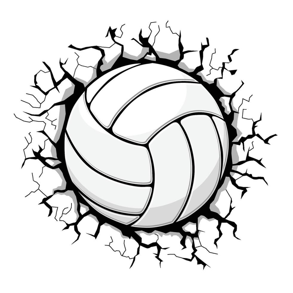 volleyball ball breaking wall vector