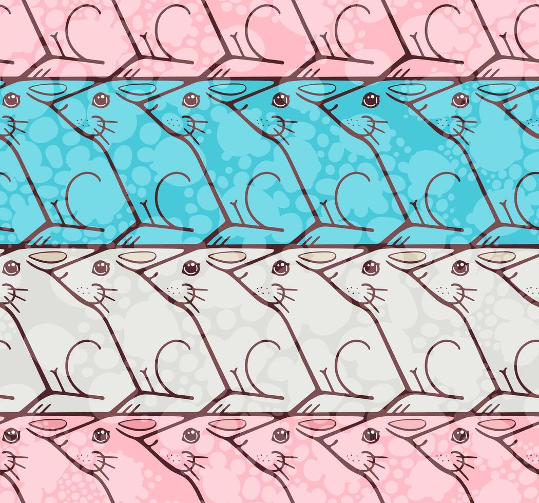 Seamless hare pattern in Escher style with snow texture vector