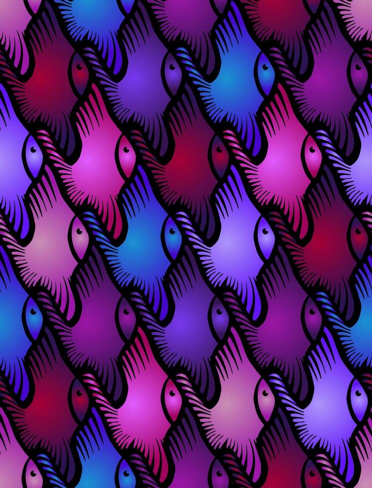 Seamless Escher Style Tessellation Pattern with Colourful Fish vector