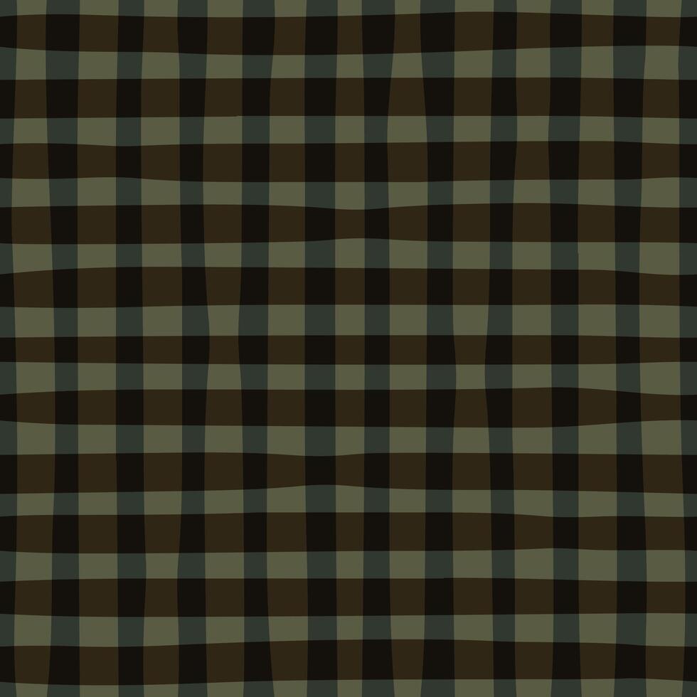 Hand drawn checkered pattern with frequent vertical and horizontal stripes in varying shades of green vector