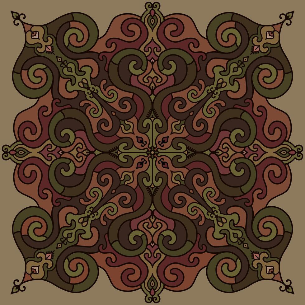 Illustration of a symmetrical ethnic composition with traditional nomadic ornaments vector