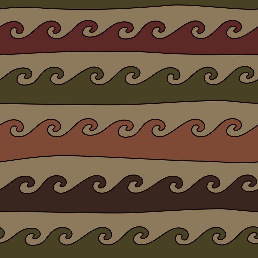 Seamless pattern with running wave motifs in traditional nomadic ornament style vector