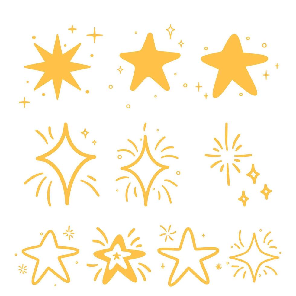 hand drawn gold sparkling collection vector