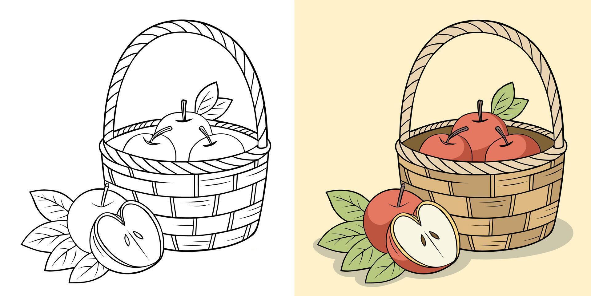 Fresh Apples in Basket Illustration vector