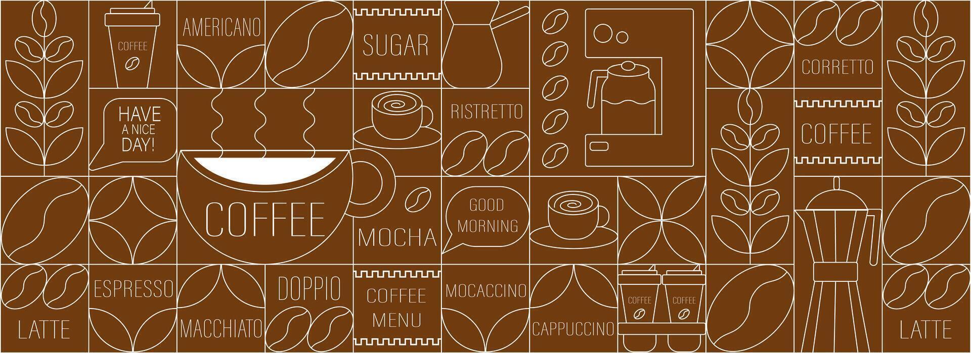 Coffee Line Art Pattern Coffee Shop Menu Design Background vector