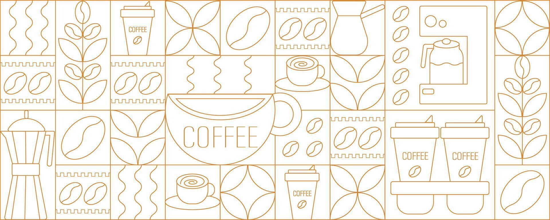 a pattern with coffee and other items vector