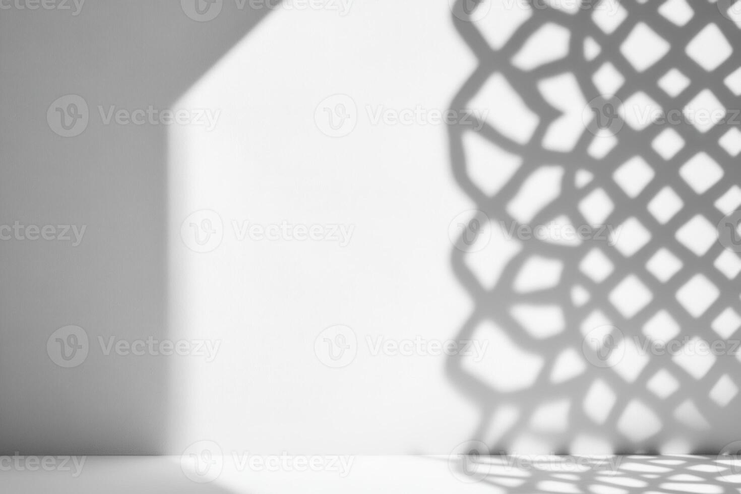Abstract shadows dance on a white wall, creating intricate patterns and a sense of depth photo