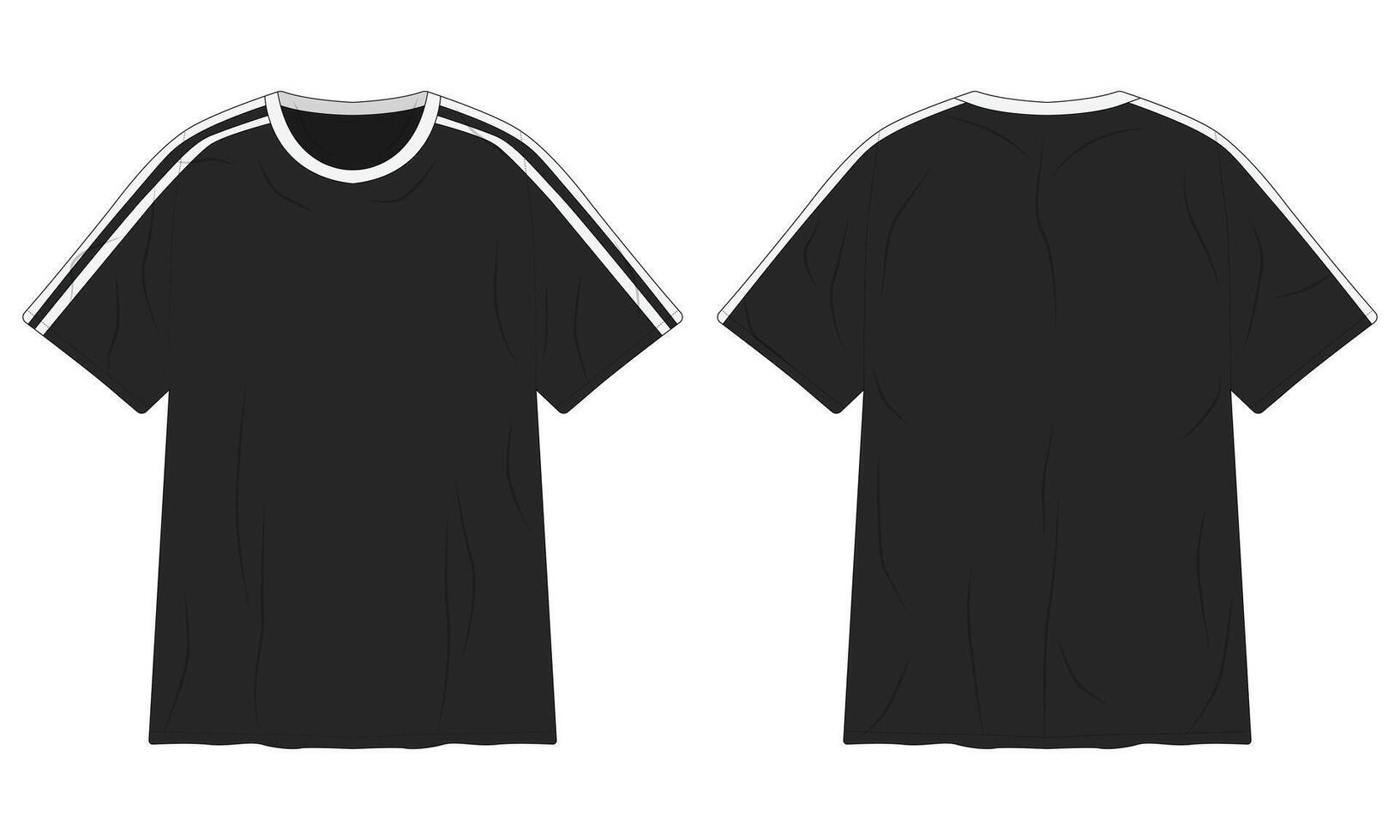 Black T-Shirt Template with Stripes vector