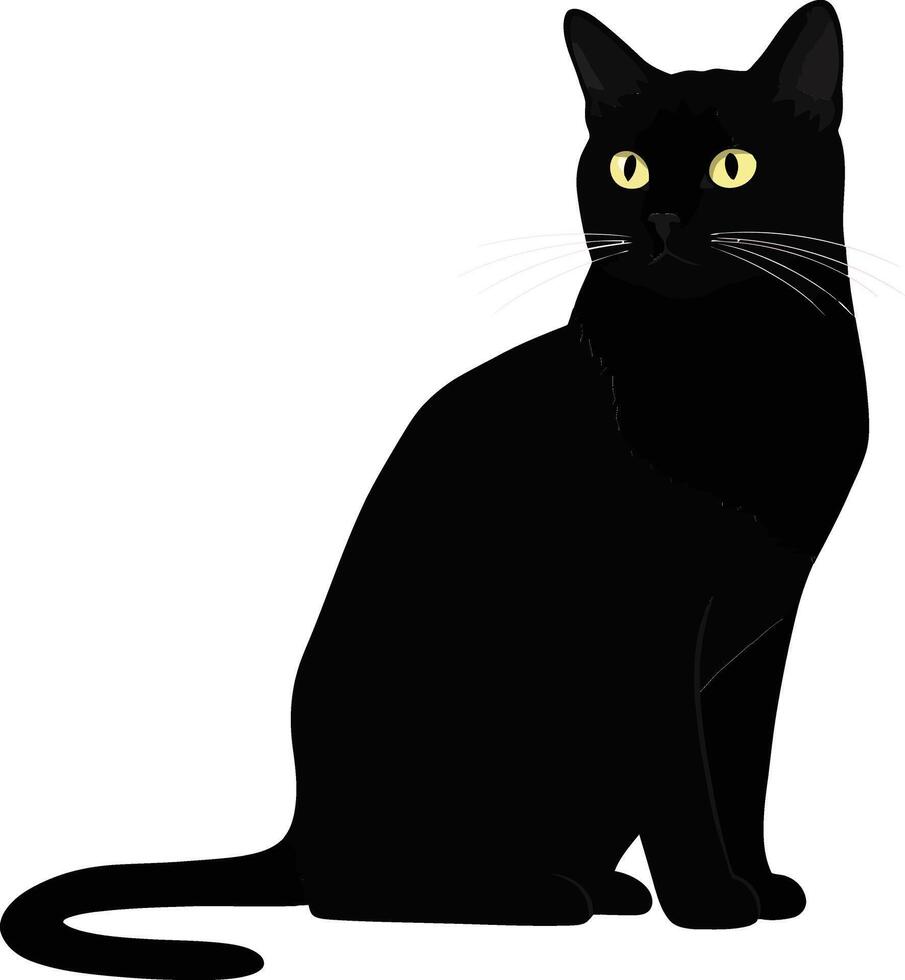 Black cat with striking yellow eyes sitting elegantly in a minimalistic style showcasing art vector