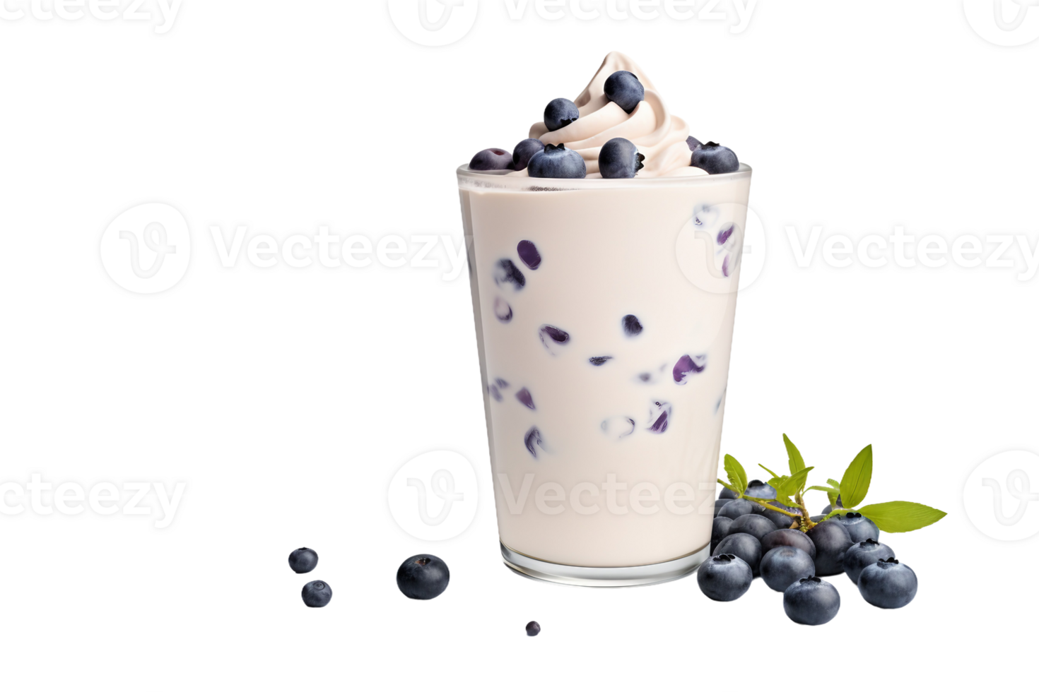 Refreshing Blueberry Vanilla Latte in Glass On Transparent Background. png