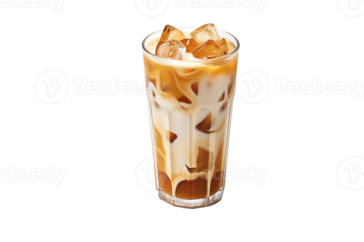 Delicious Caramel Macchiato On Transparent Background. png