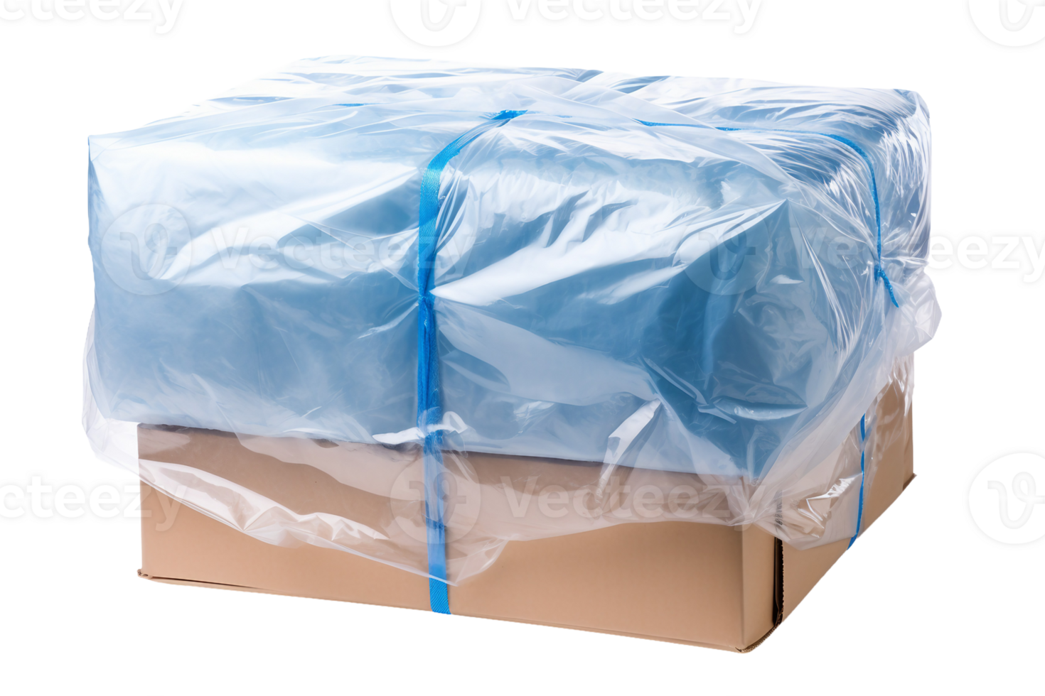 Parcel Wrapped in Bubble Wrap on Transparent Background. png