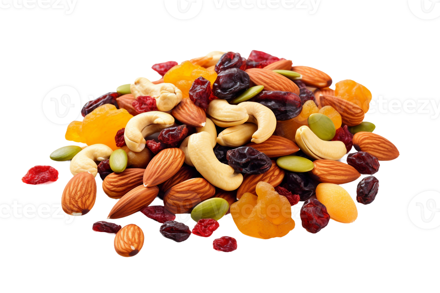 Trail Mix and Snacks On Transparent Background. png