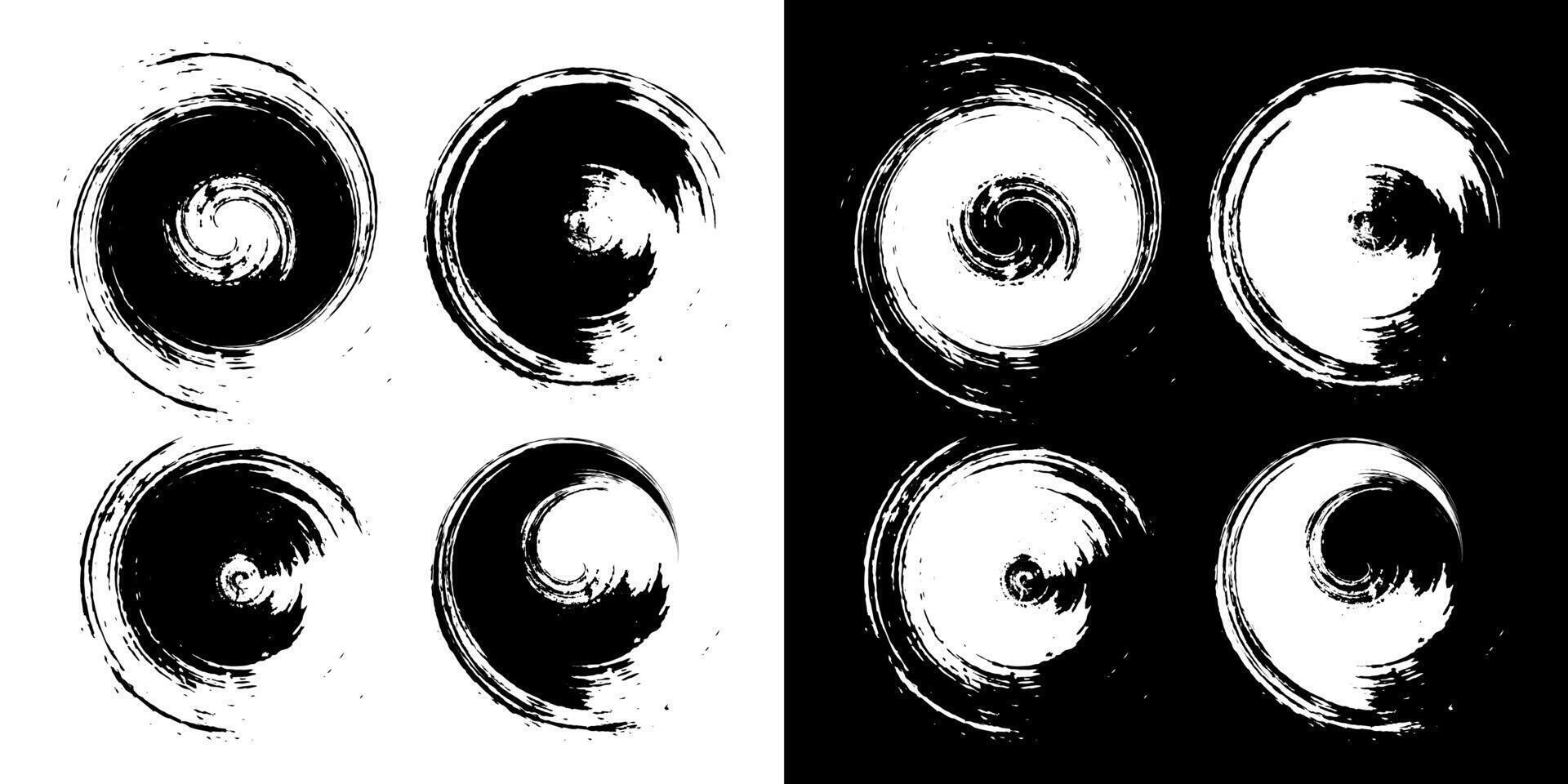 set of black and white brush stroke round circle, set of black and white stains, set of black and white vector scribble round circle icons frame brush stroke vector illustration,