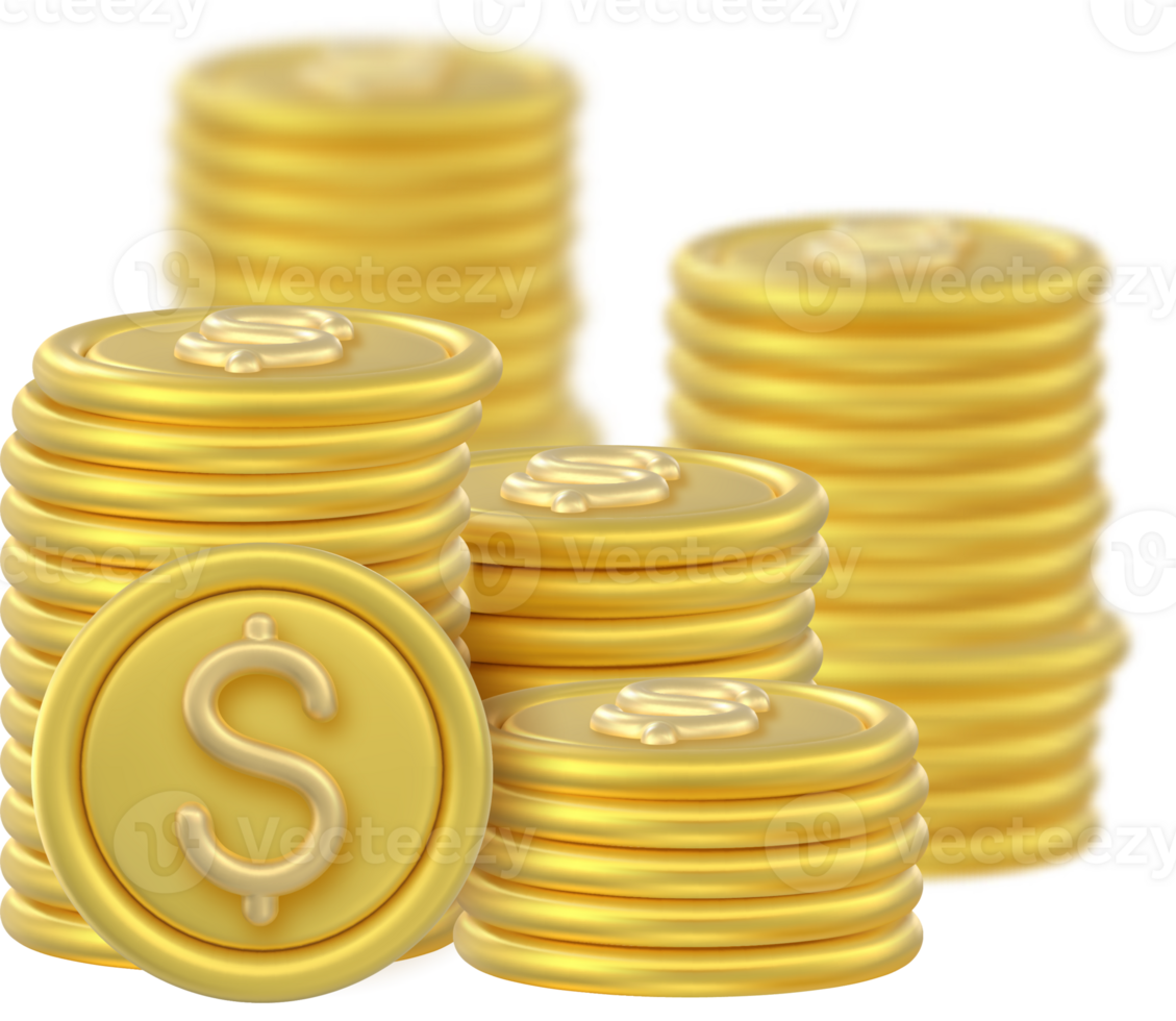 3D Token Coin Icons stack png