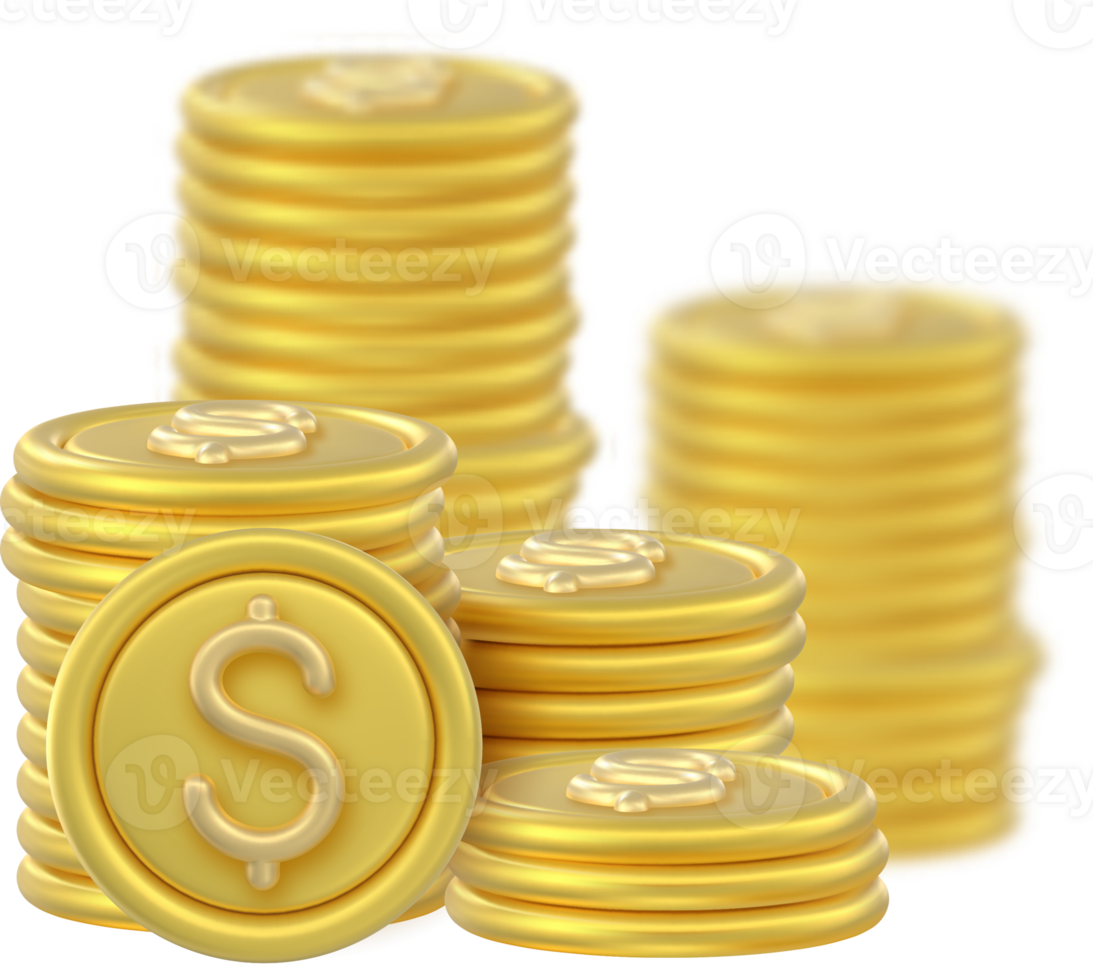 3D Token Coin Icons stack png
