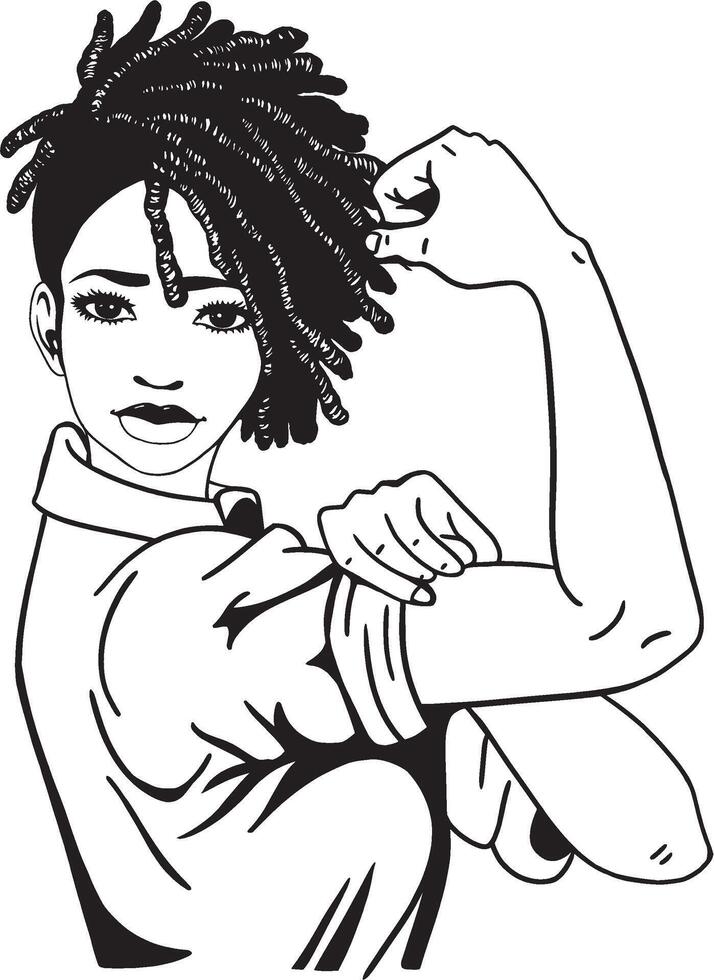 black woman with a fist in her hand vector